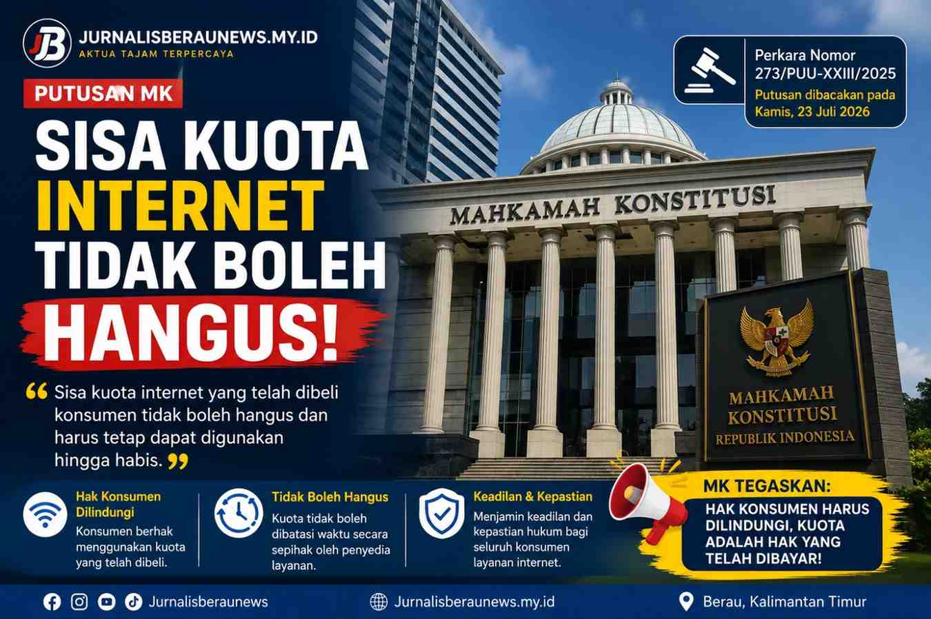 Sisa kuota internet yang telah dibeli konsumen tidak boleh hangus dan harus tetap dapat digunakan hingga habis."
