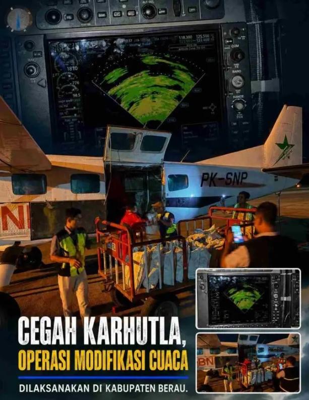 Cegah Karhutla, Operasi Modifikasi Cuaca Dilaksanakan di Kabupaten Berau.