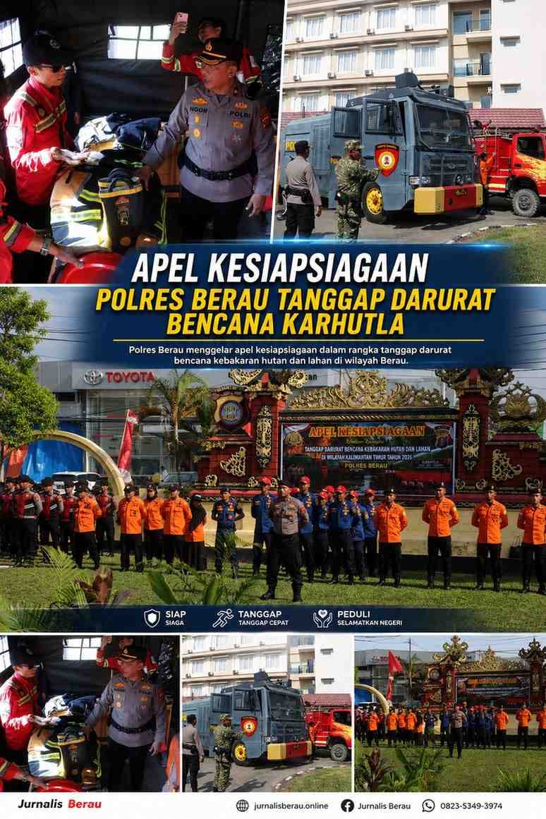 Cegah Karhutla di Musim Kemarau, Polres Berau Gelar Apel Kesiapsiagaan Tanggap Darurat Bencana
