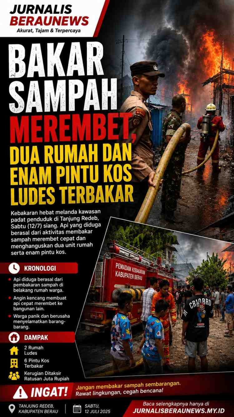 Bakar Sampah Merembet, Dua Rumah dan Enam Pintu Kos Ludes Terbakar