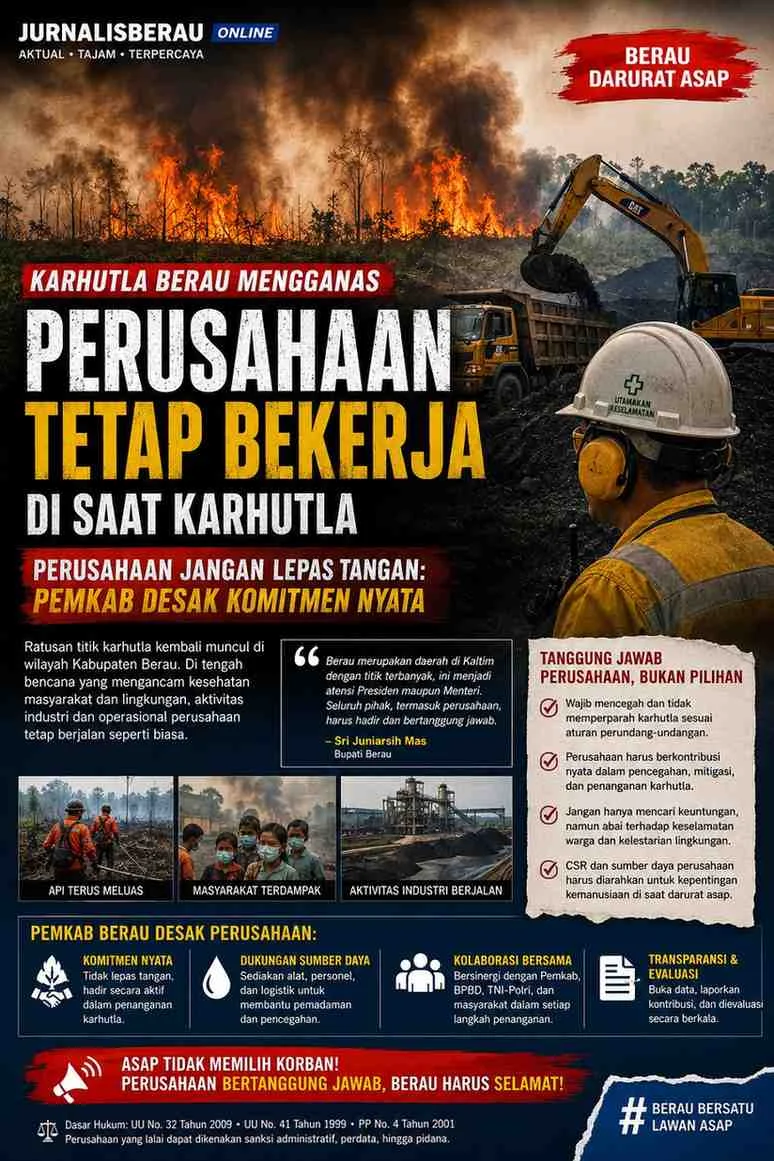 Karhutla Berau Mengganas, Perusahaan Jangan Lepas Tangan: Pemkab Desak Komitmen Nyata