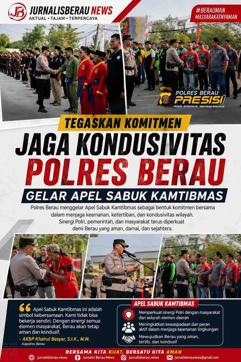 Polres Berau Gelar Apel Sabuk Kamtibmas, Tegaskan Komitmen Jaga Kondusivitas Benua Etam
