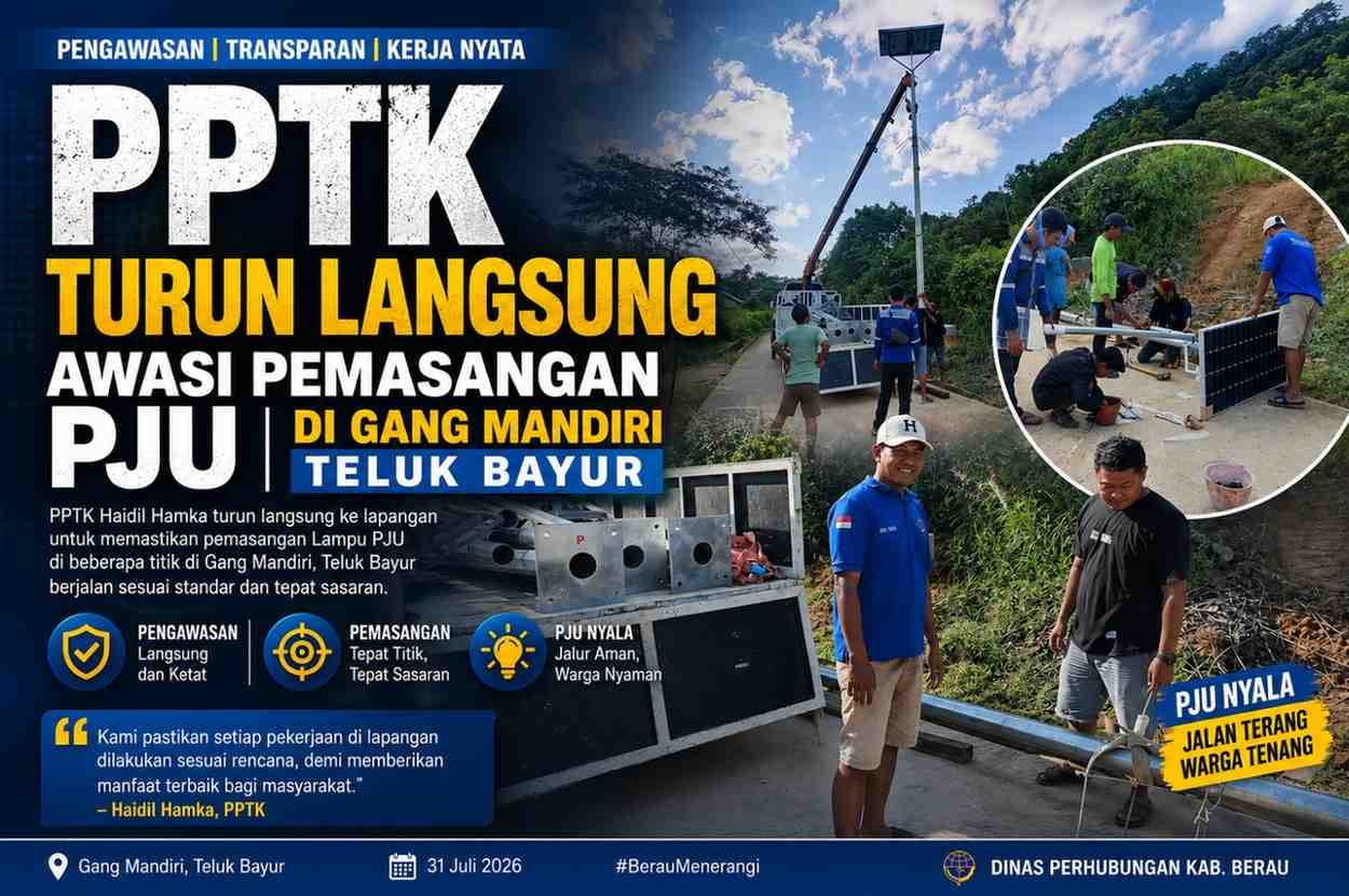PPTK Turun Langsung Awasi Pemasangan PJU di Gang Mandiri Teluk Bayur