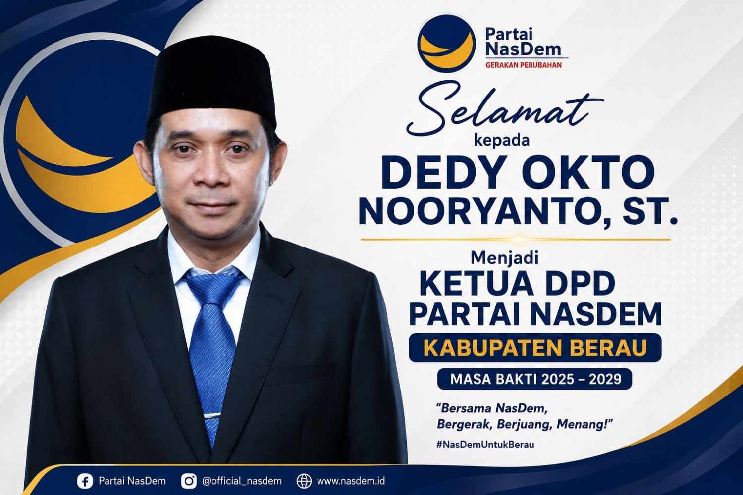 Dedy Okto Nooryanto Resmi Pimpin DPD Partai NasDem Berau, Siap Perkuat Konsolidasi dan Perjuangkan Aspirasi Masyarakat